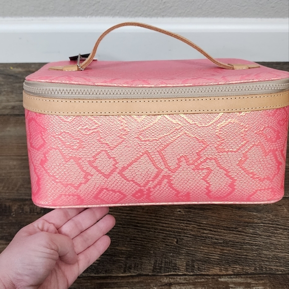 Consuela Bags Consuela Cora Pink Snake Train Case Large Nwt Poshmark